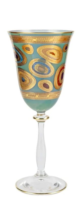 Vietri Regalia Wine Goblet, Colour: Aqua