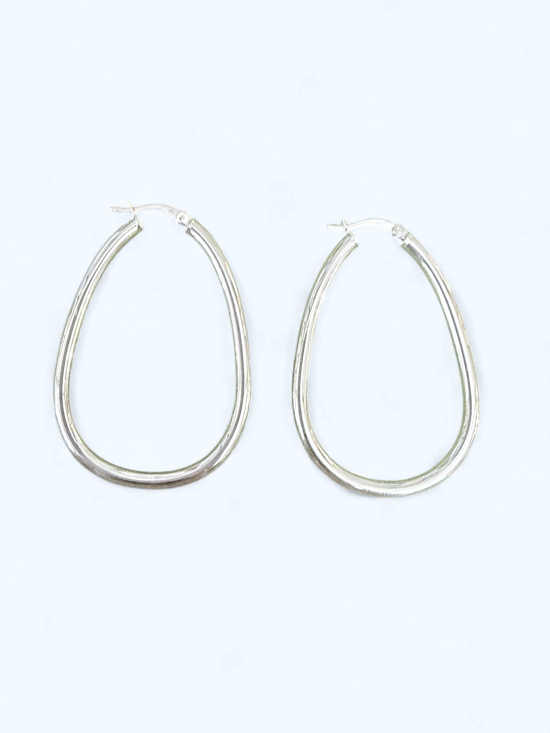 Sterling Silver Oblong Hoop Earrings