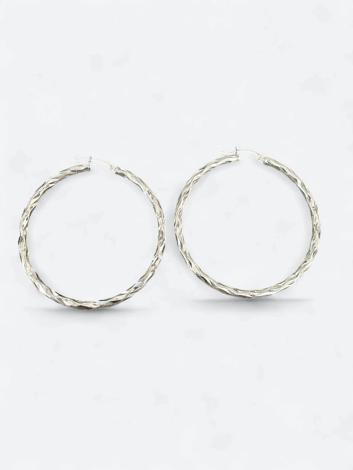 Diamond Cut Sterling Silver Hoop Earrings