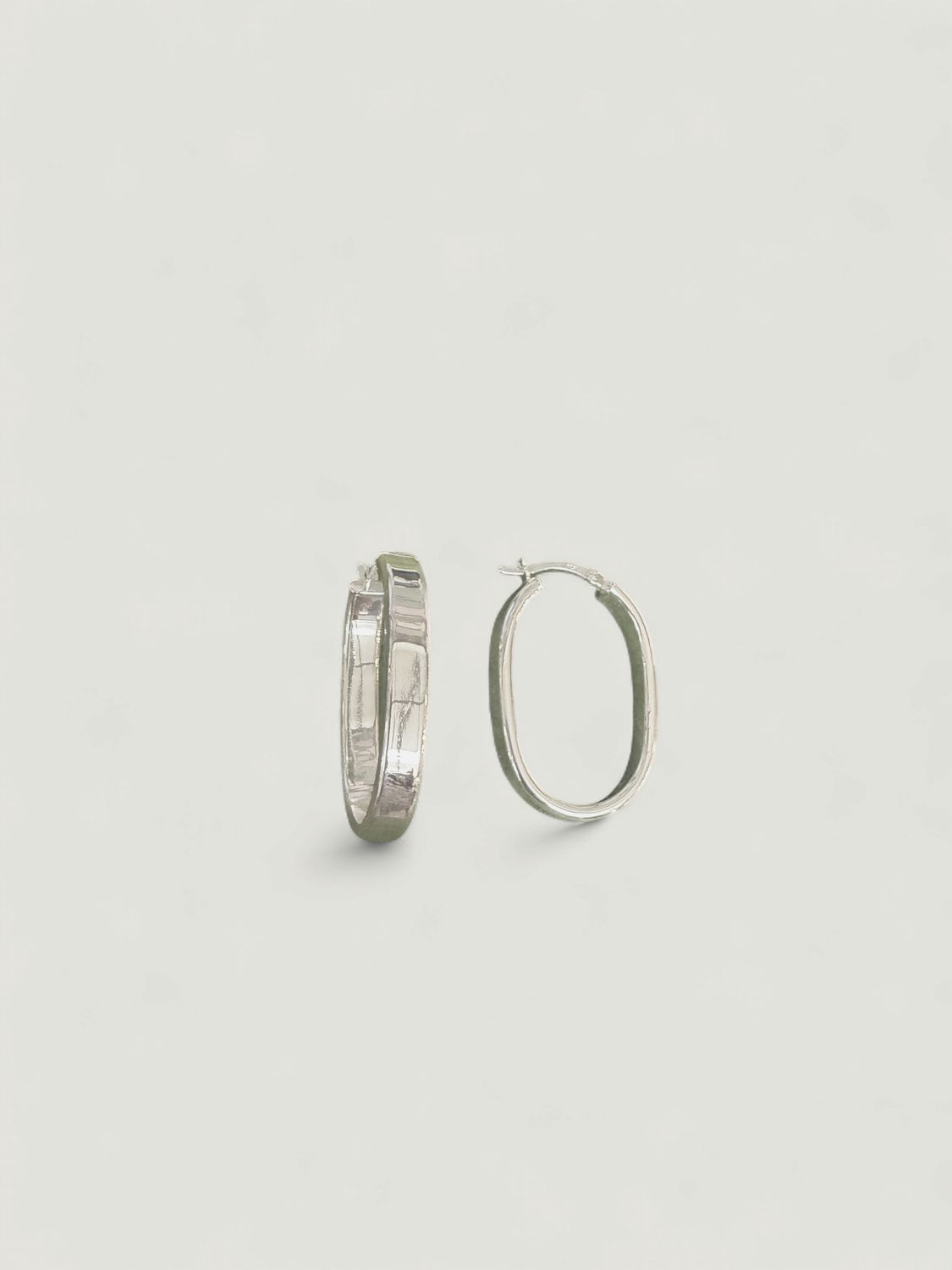 Oblong Hoop Sterling Silver Earring