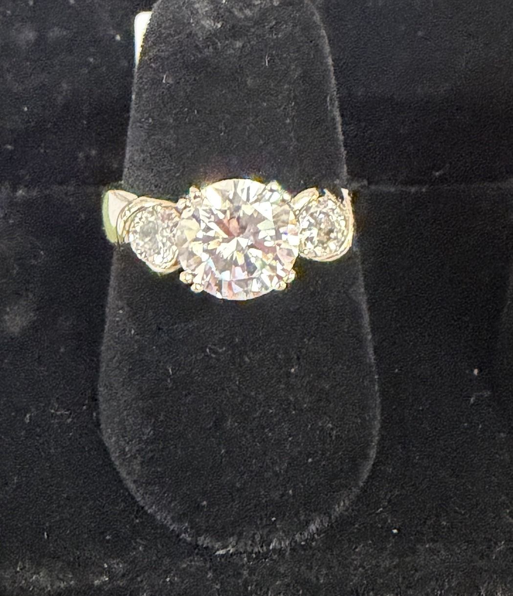 3 Stone Sterling Silver Engagement Ring