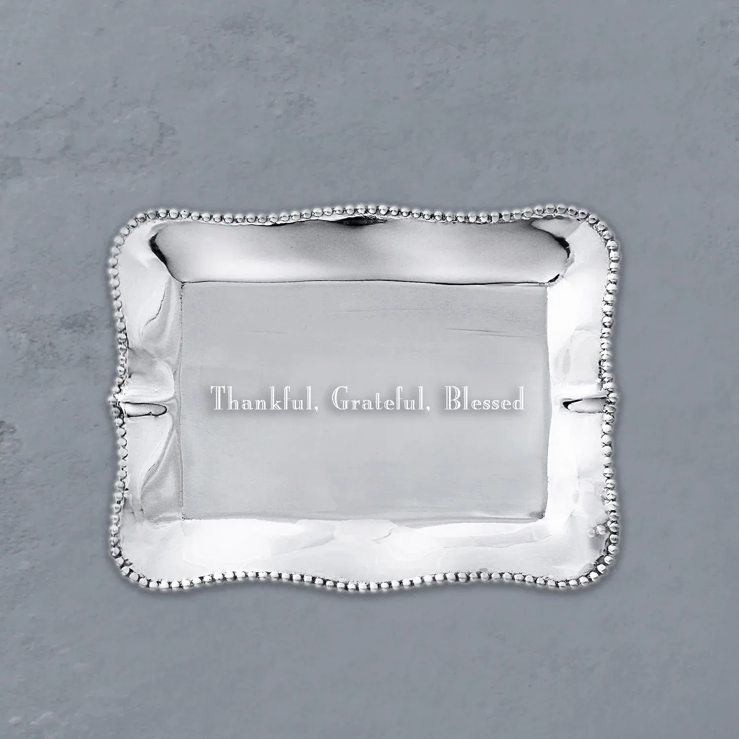 GIFTABLES Pearl Denisse  Engraved Tray, phrase: Thankful, Grateful, Blessed