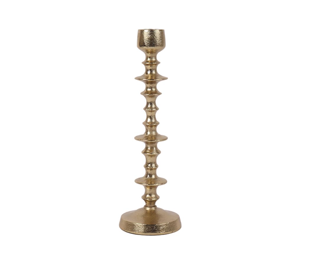 Gold Beaded 12" Candle Holder