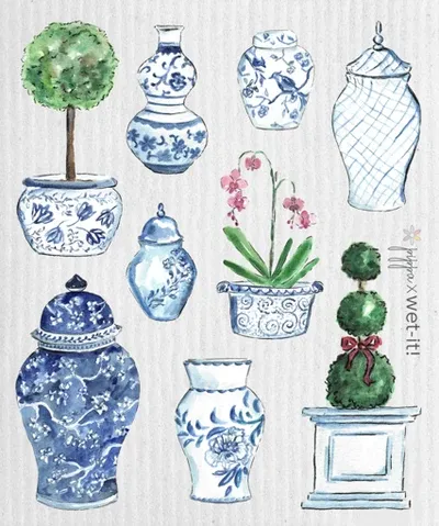 Wet-it!Swedish Dish Cloth, Style: Chinoiserie