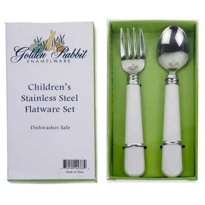 Children's White Stainless Steel Flatware