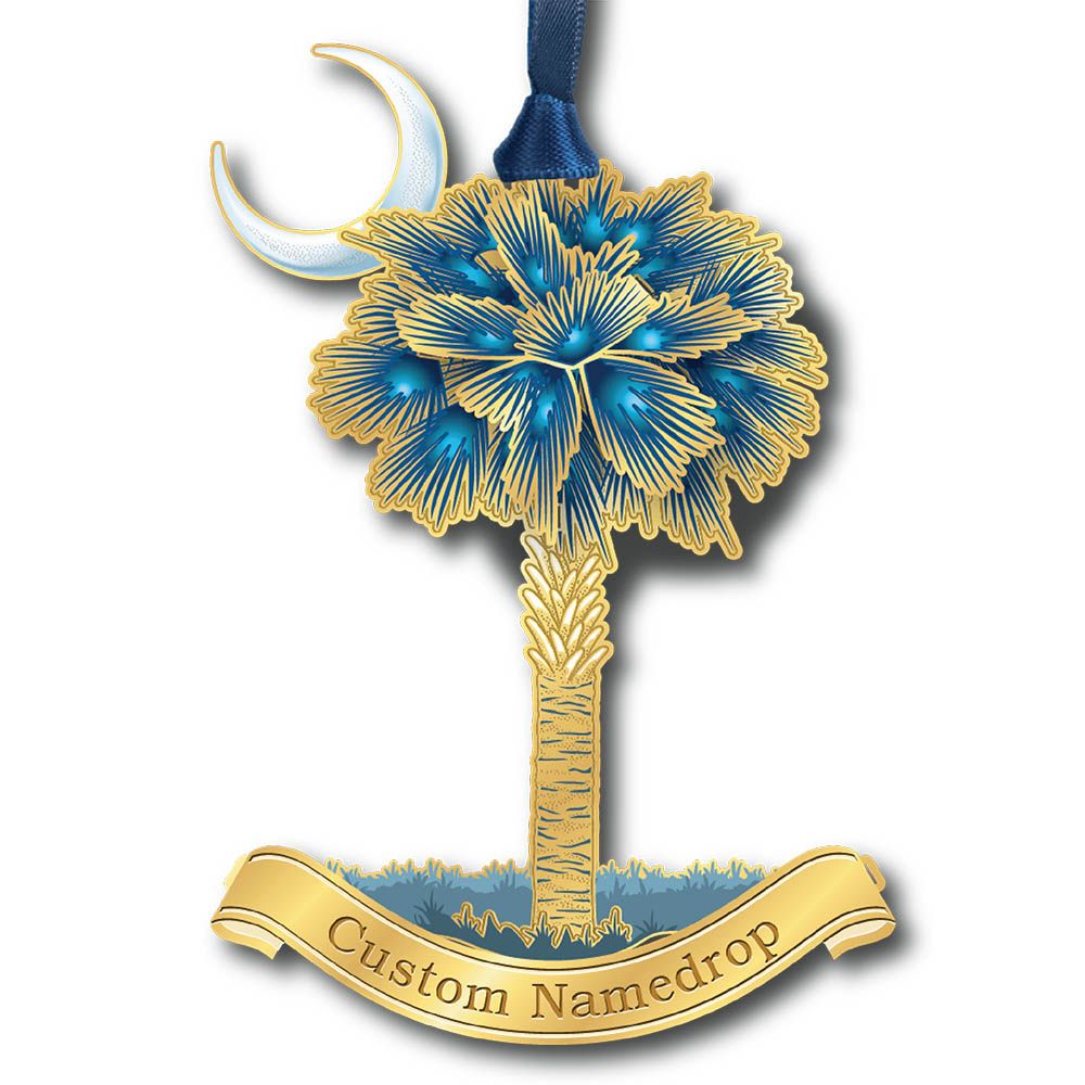 SC Palmetto &amp; Moon Ornament -Greenwood, SC
