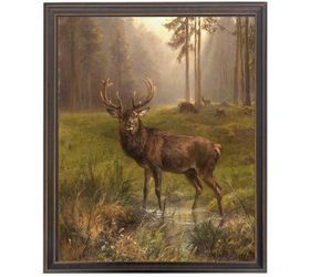 Vintage Red Deer Framed Painting