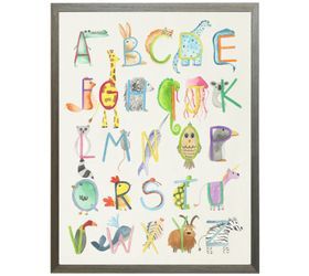 Matted Pink Gingham ABC's Framed Watercolor