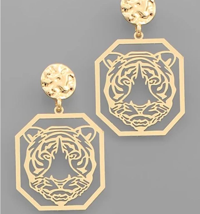 Tiger Filigree Octagon Earrings