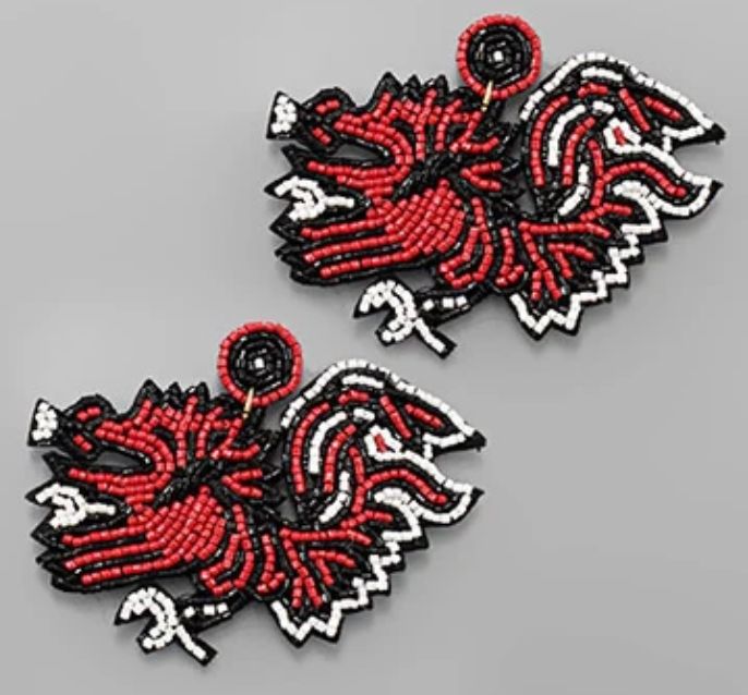 Beaded Gamecock Earrings