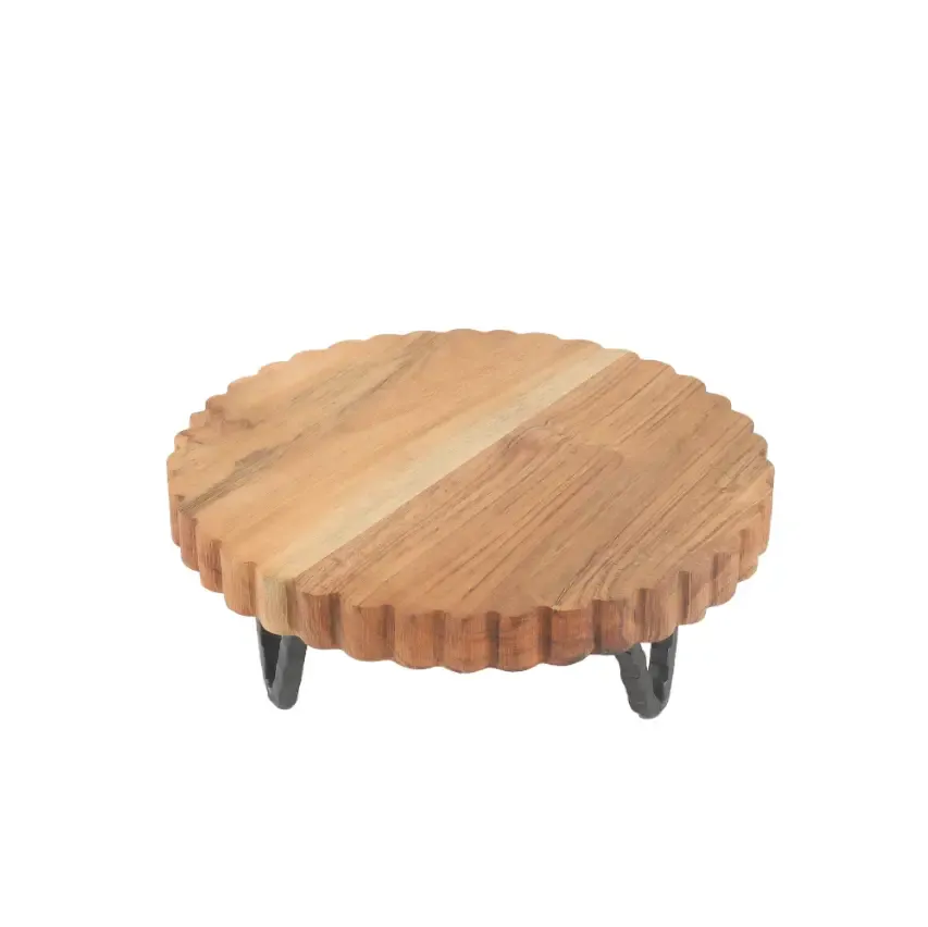 Wood Cake Stand w/ Scalloped Edge