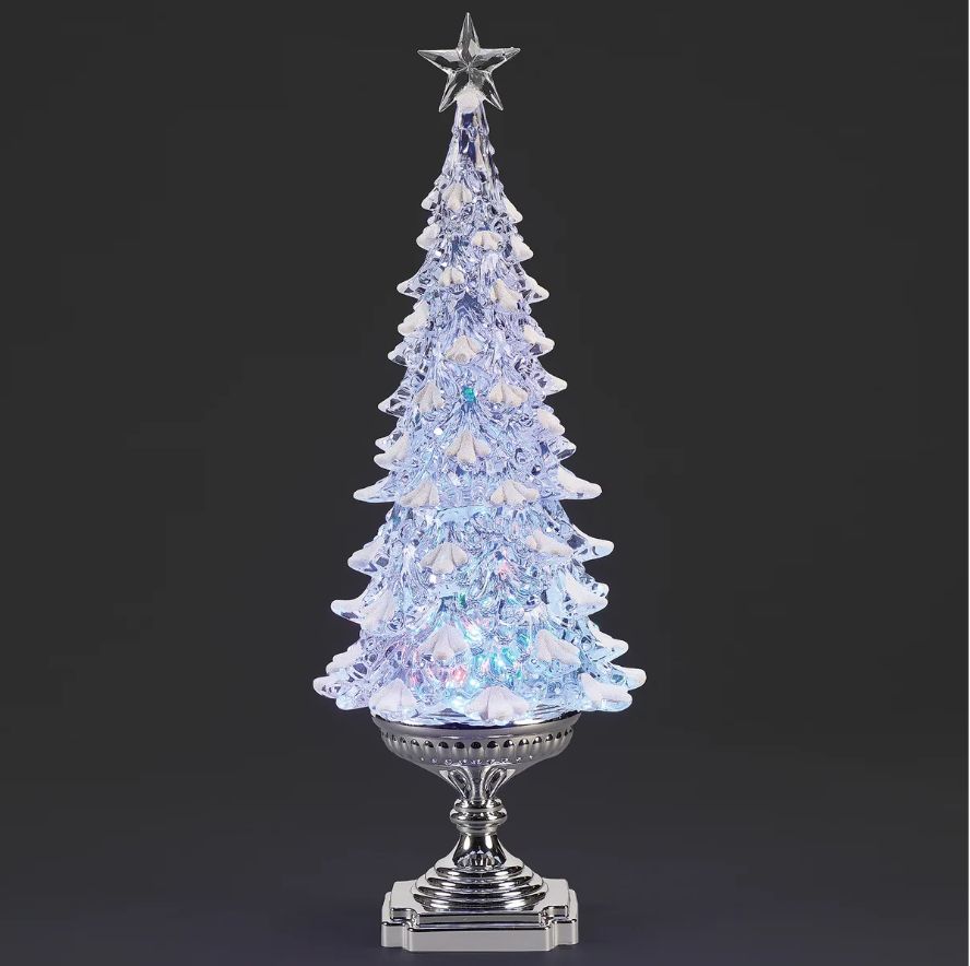 Lighted White Tree Rotating Lights