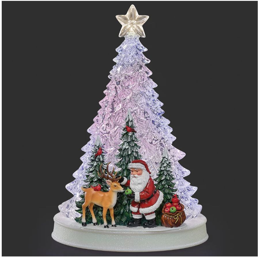 Lighted Musical Tree with Santa &amp; Reindeer Scene