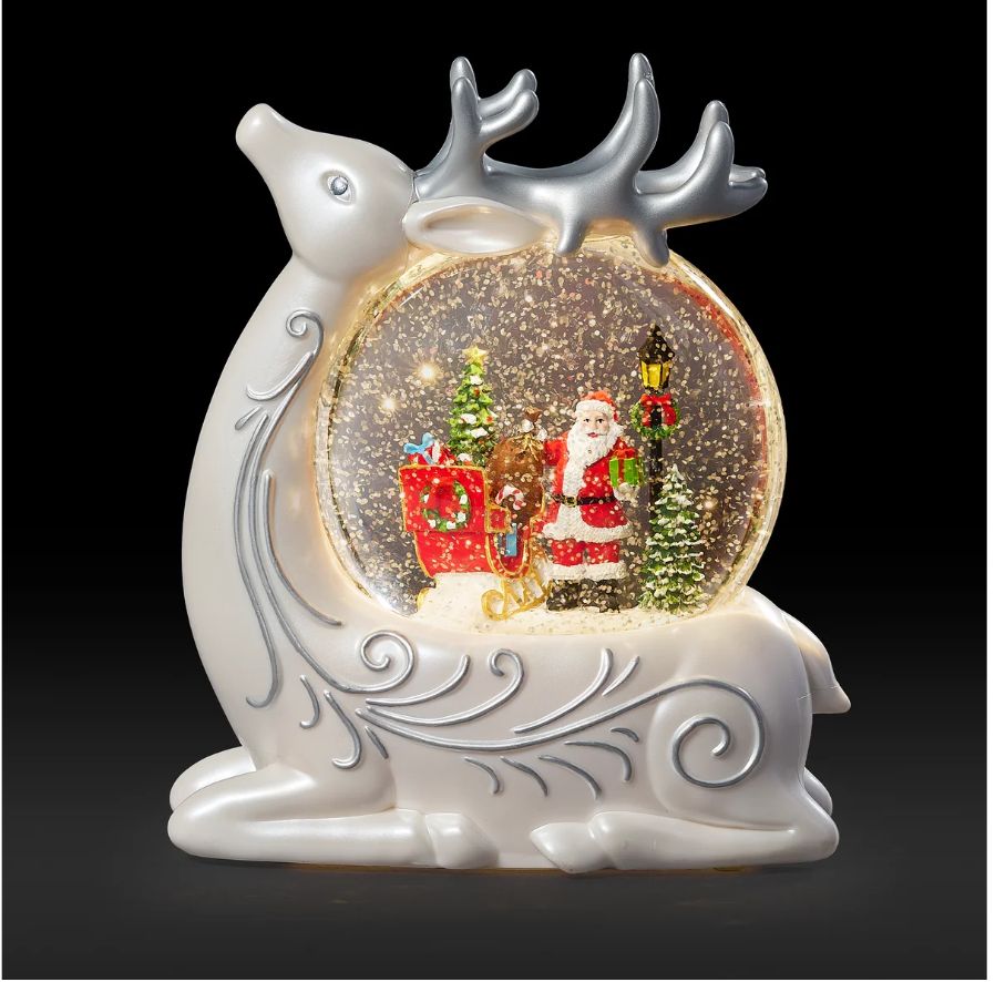 Confetti Lites Lighted Swirl Reindeer with Santa &amp; Sleigh Inside