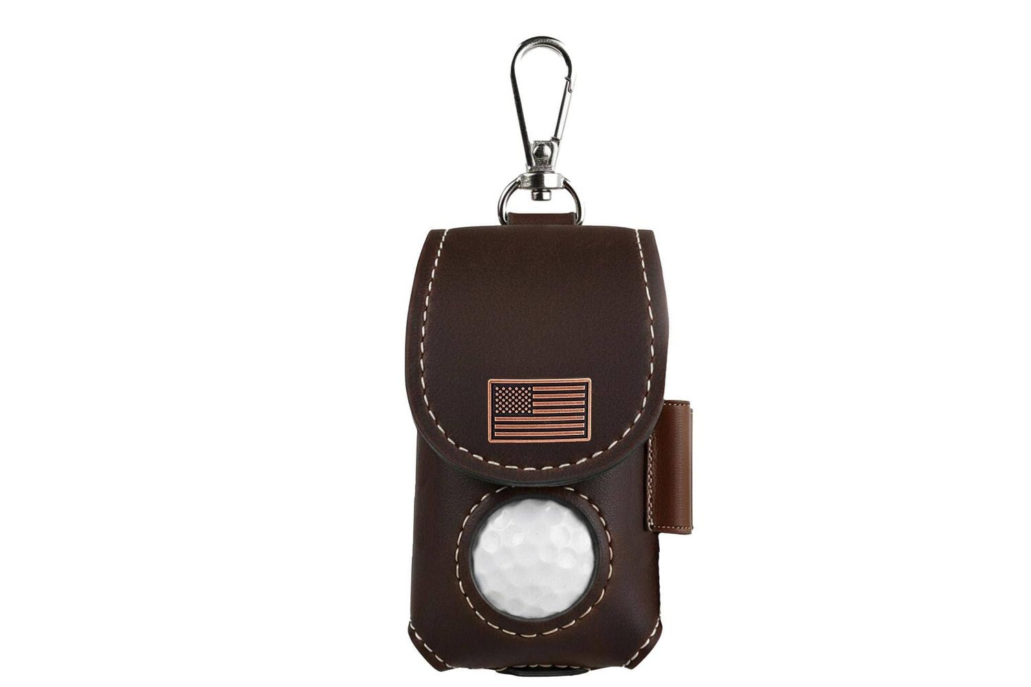 American Flag Leather Golf Ball and Tee Holder, Item - Finish: Ball Bag - Brown