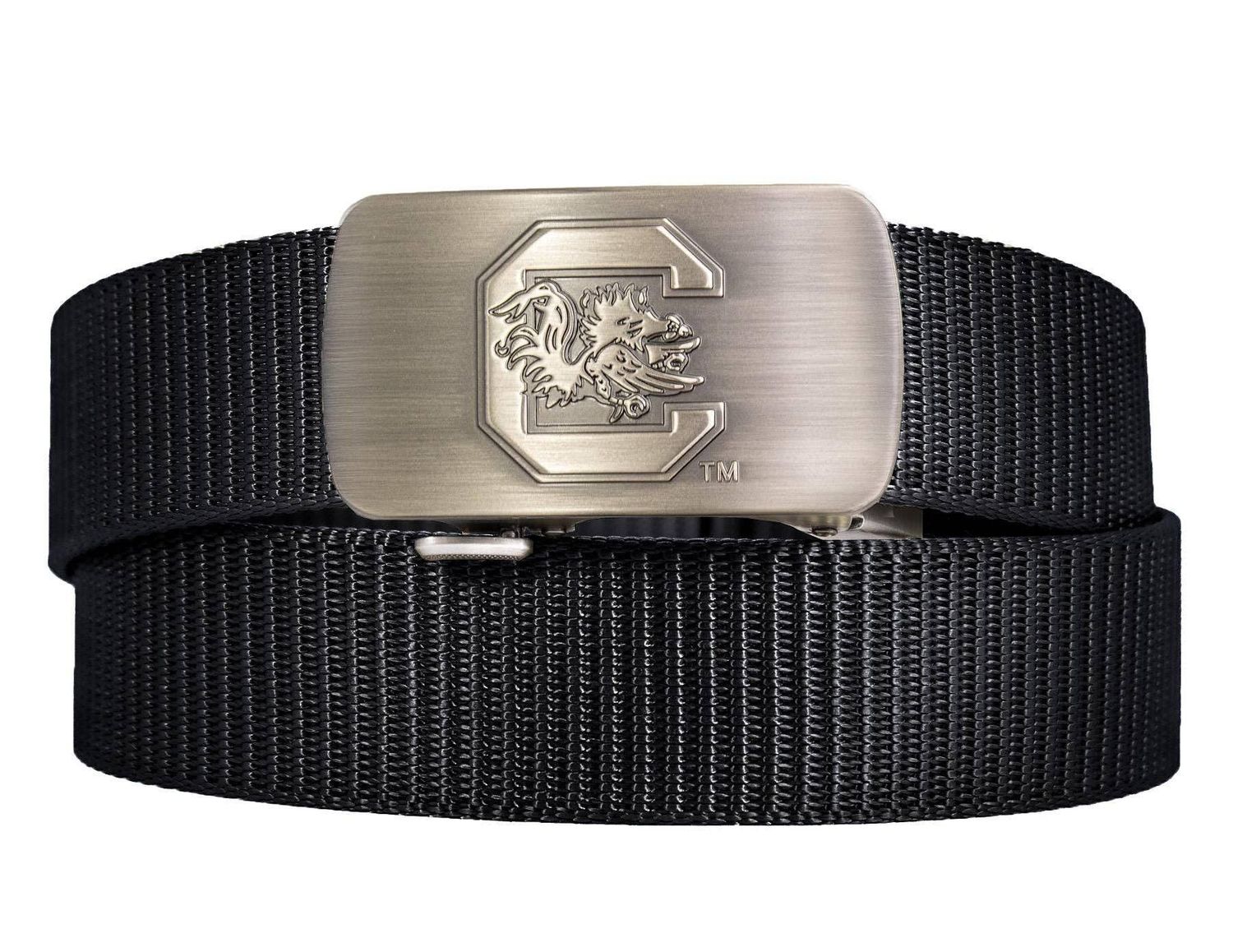 USC Gamecocks Cut-to-Size Belt with Gunmetal Clamp Buckle, Color: Black