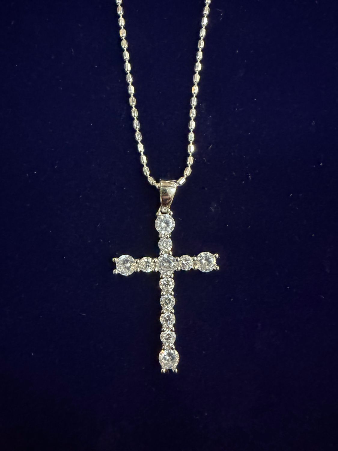 Sterling Silver CZ Cross Necklace