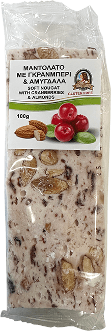 Amalia soft nougat (mantolato) with cranberries and almonds