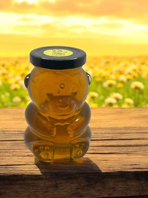 Raw Clover Glass Bear Honey 14 oz.