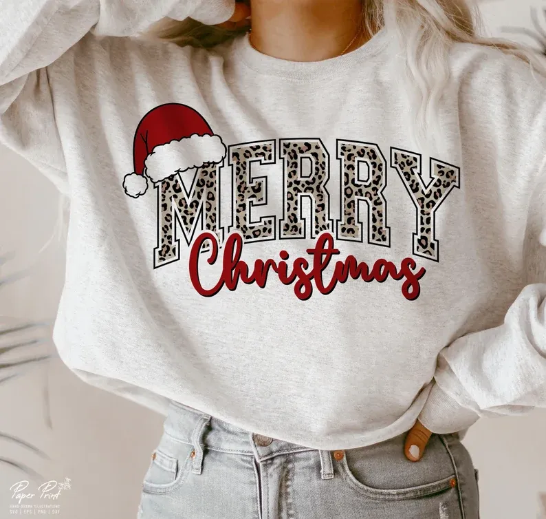 Merry Christmas Leopard Print Sweatshirt