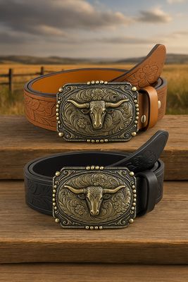Longhorn Cow Head Buckle