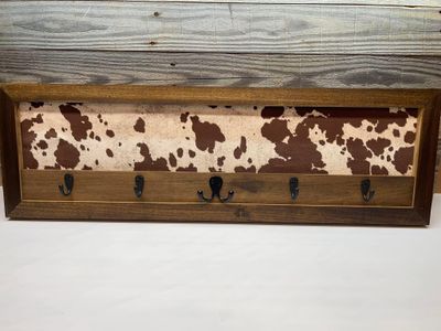 Rustic Cowhide Wall Hook Rack