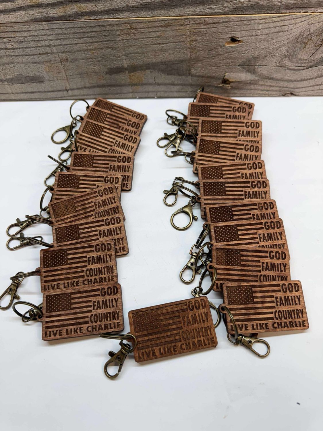 Patriotic Wooden Keychain