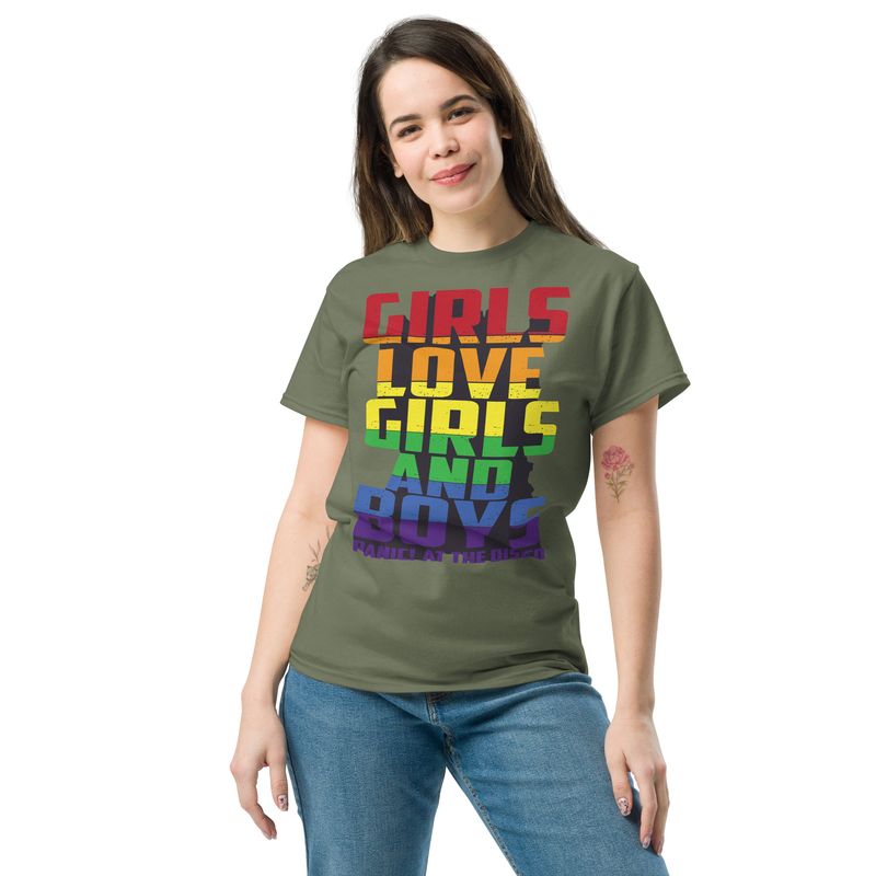 Girls Love Girls &amp; Boys&quot; Typography Tee – Unisex Classic T-Shirt