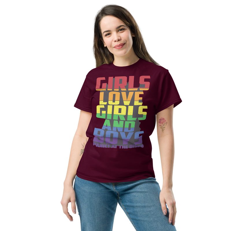 Girls Love Girls &amp; Boys&quot; Typography Tee – Unisex Classic T-Shirt