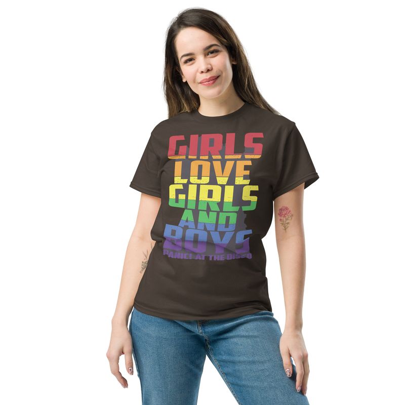 Girls Love Girls &amp; Boys&quot; Typography Tee – Unisex Classic T-Shirt