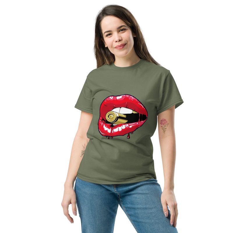 Bullet in to mouth Unisex classic tee shirt