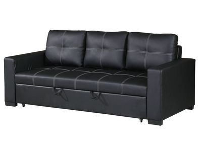 CONVERTIBLE SOFA in Black Faux Leather