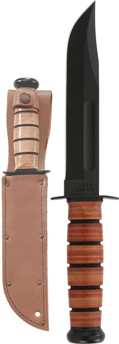 Ka-Bar Blank Single Mark Fighting Knife W/ Leather Sheath