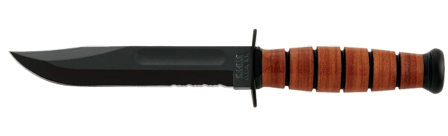 KA-BAR USA &quot;Shorty&quot; Serrated with Leather Sheath