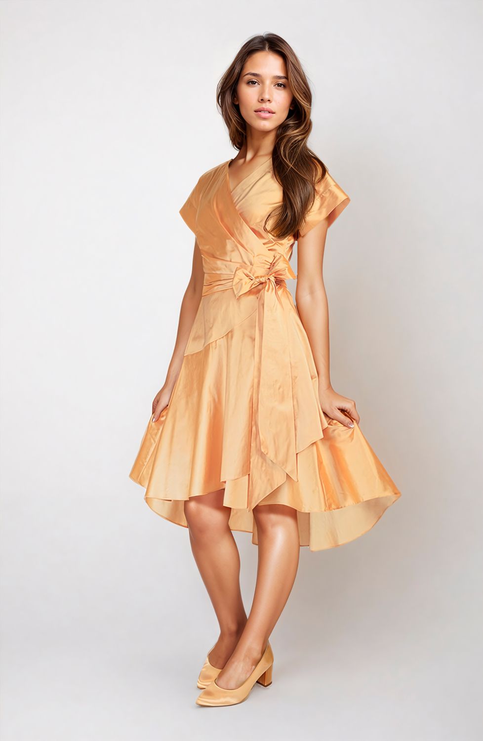 Kurzarm Midikleid mit Volantrock
