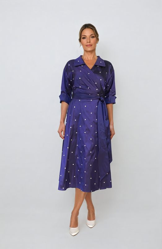 Dreiviertelarm Midikleid mit Kragen