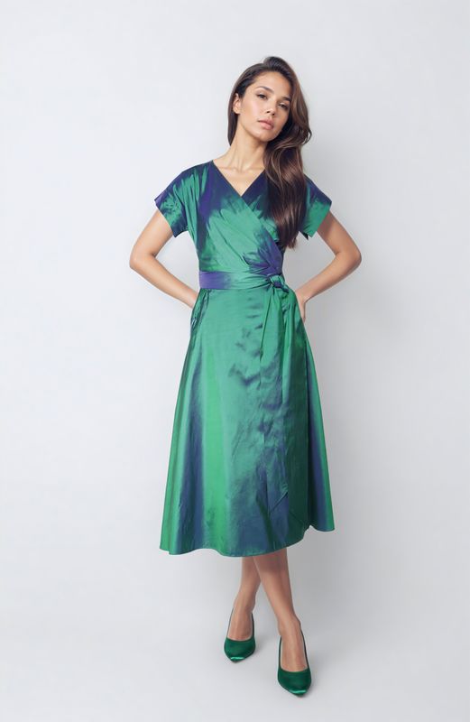 Kurzarm Midikleid ohne Kragen