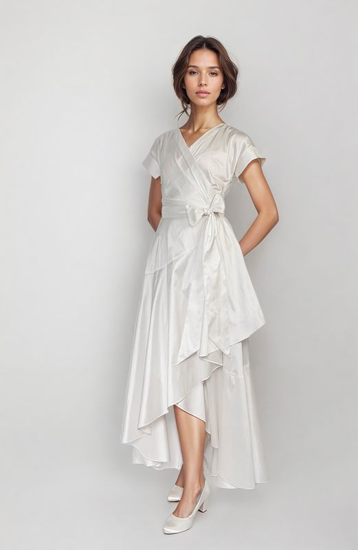 Kurzarm Maxikleid mit Volantrock