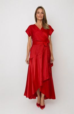 Kurzarm Maxikleid mit Volantrock