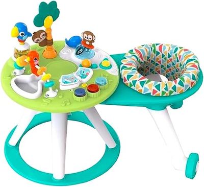 Bright Starts Around We Go 2-in-1 Walk-Around Baby Activity Center &amp; Table, Tropic Cool, Ages 6 Months+