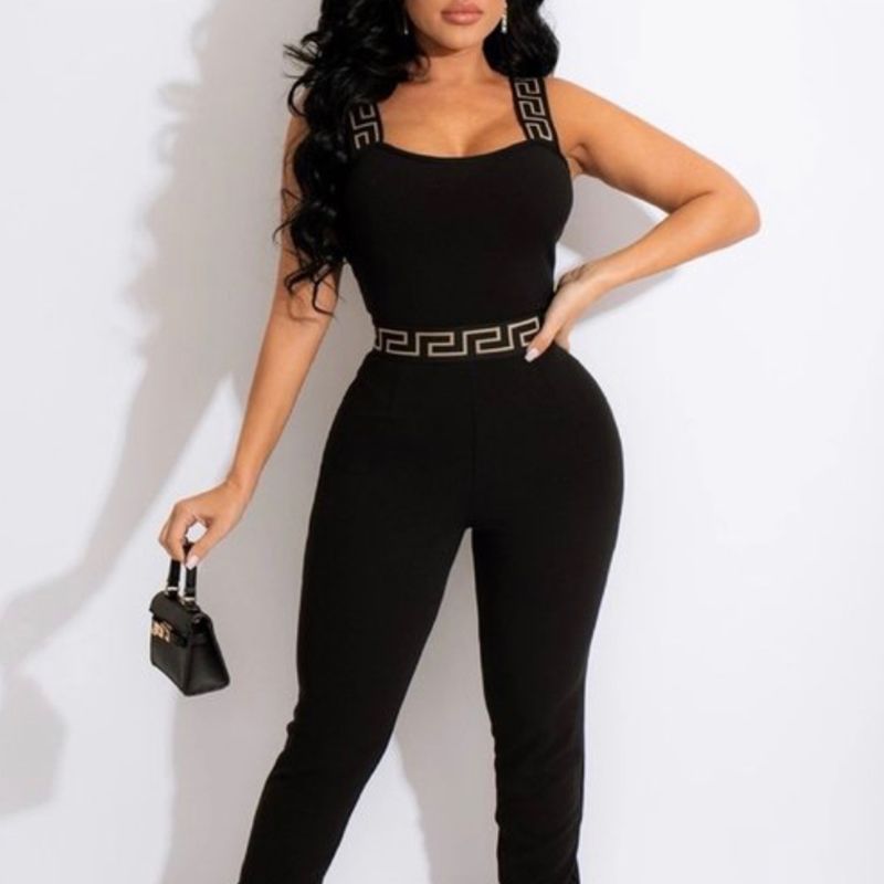 Wide Strap High Waist Jumpsuit