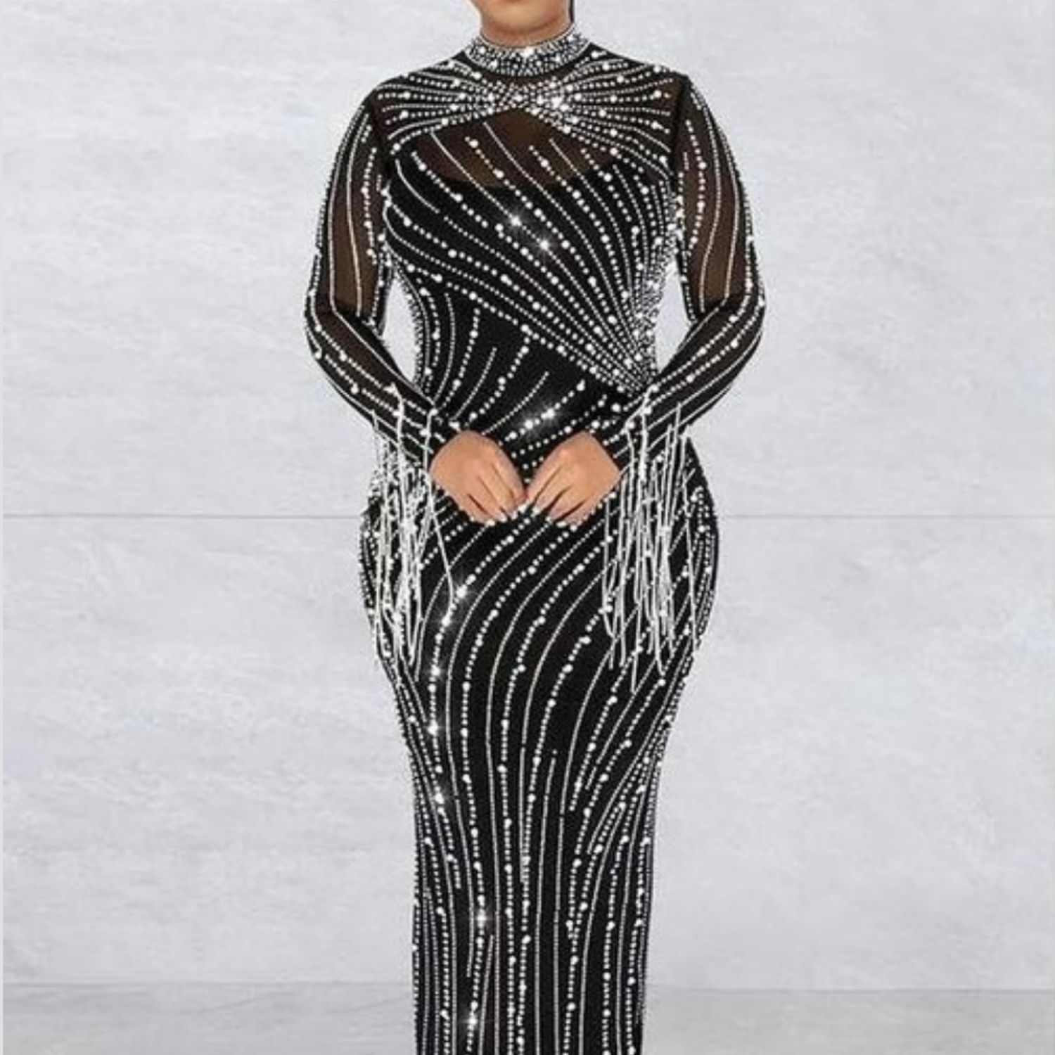 Rhinestones Maxi Long Dress