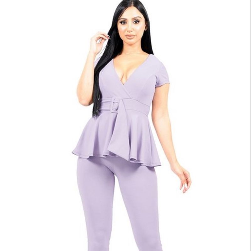 Ruffle Hem Belted Jumpsuit