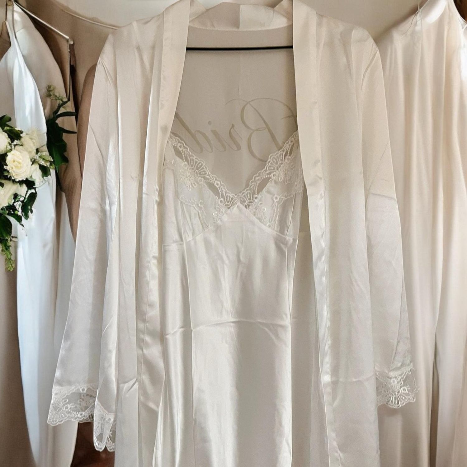 Coordinato in Pizzo con Vestaglia e Sottoveste Sposa - Senza Box