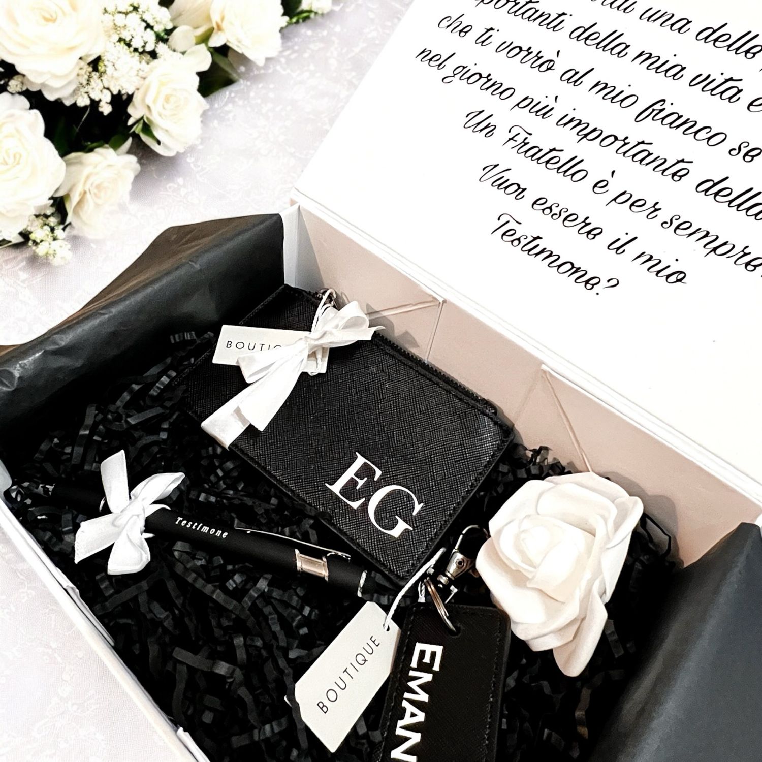 Box Regalo Uomo Personalizzata — Portachiavi, Portacarte &amp; Penna Testimone