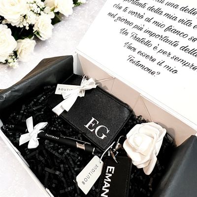 Box Regalo Uomo Personalizzata — Portachiavi, Portacarte &amp; Penna Testimone