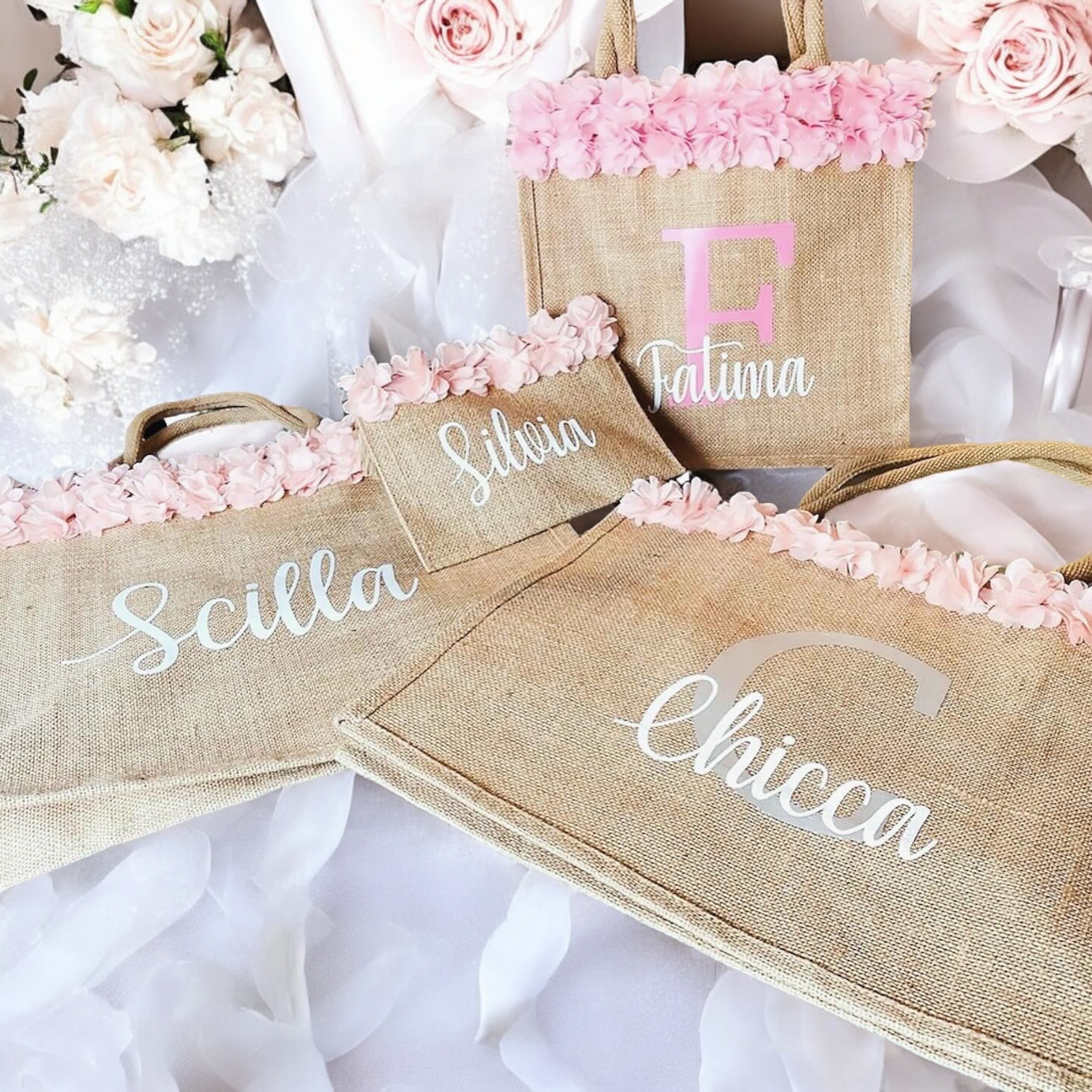 Borsa in Juta Personalizzata – 4 Misure Disponibili + Passamaneria, Ideale per Estate o Matrimoni