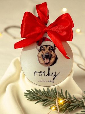 Pallina di Natale in Legno - Cane Pastore Tedesco - Personalizzata con Nome