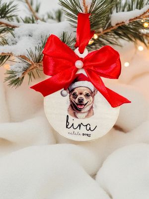 Pallina di Natale in Legno - Cane Chihuahua - Personalizzata con Nome
