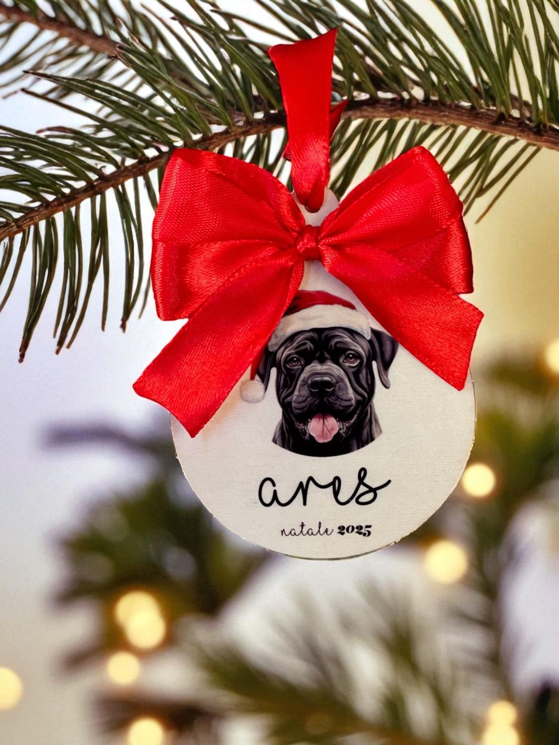 Pallina di Natale in legno - Cane Corso - Personalizzata con Nome